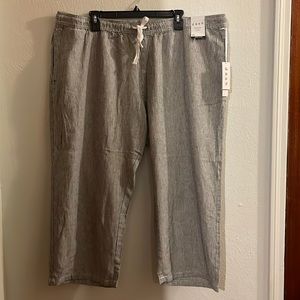 da-sh Linen Capris Pants 1X Striped Black and White NWT